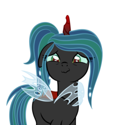 Size: 1696x1735 | Tagged: safe, artist:magicpebbles, oc, oc only, oc:euthymia, changepony, hybrid, pony, base used, female, offspring, parent:king sombra, parent:queen chrysalis, parents:sombralis, simple background, solo, transparent background