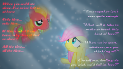 Size: 714x400 | Tagged: safe, artist:varietychick, big macintosh, fluttershy, pony, g4, female, male, ship:fluttermac, shipping, straight, younger
