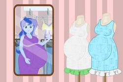 Size: 3600x2400 | Tagged: dead source, safe, artist:mintydrop2013, artist:snap1994, princess luna, vice principal luna, equestria girls, g4, belly, big belly, breasts, busty princess luna, cellphone, high res, hyper, hyper belly, hyper pregnancy, impossibly large belly, looking at you, mannequin, maternity dress, mirror, phone, pregluna, pregnant, pregnant equestria girls, selfie