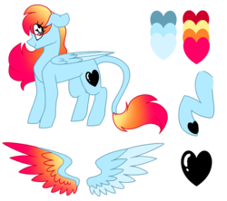 Size: 4500x4000 | Tagged: safe, artist:crazysketch101, oc, oc only, oc:crazy looncrest, pony, colored wings, colored wingtips, gradient tail, gradient wings, heart eyes, leonine tail, reference sheet, saturated, simple background, solo, transparent background, wingding eyes, wings