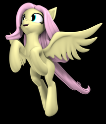 Size: 3000x3500 | Tagged: safe, artist:argos90, fluttershy, pegasus, pony, g4, 3d, black background, female, high res, mare, simple background, solo