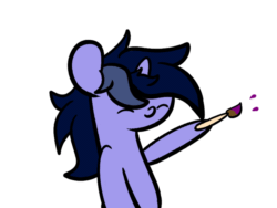 Size: 1600x1200 | Tagged: dead source, safe, artist:php142, oc, oc only, oc:purple flix, pony, unicorn, animated, cute, eyes closed, gif, happy, male, paint, paintbrush, painting, simple background, solo, white background