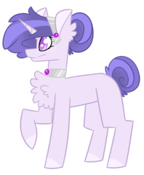 Size: 2298x2785 | Tagged: safe, artist:crazysketch101, oc, oc only, oc:azailia, crystal pony, pony, unicorn, chest fluff, collar, colored hooves, high res, raised hoof, simple background, solo, tail bun, transparent background