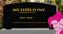 Size: 1876x1026 | Tagged: safe, pinkie pie, earth pony, pony, g4, 2019, end of an era, end of g4, end of ponies, farewell, memorial, rest in peace, sad, the end, the end is neigh