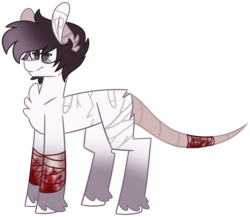Size: 3424x2976 | Tagged: safe, artist:crazysketch101, oc, oc only, pony, bandage, blood, commission, high res, rat tail, simple background, solo, transparent background