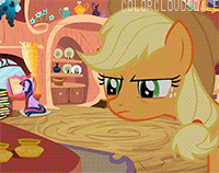 Size: 200x158 | Tagged: safe, screencap, applejack, twilight sparkle, earth pony, pony, unicorn, g4, spike at your service, animated, book, female, gif, gif for breezies, golden oaks library, inkwell, picture for breezies, unicorn twilight