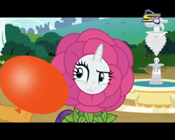 Size: 720x576 | Tagged: safe, screencap, rarity, twisty pop, pony, forever filly, g4, animated, anti-romance, balloon, censorship, female, flower costume, flowerity, no sound, official censorship, spacetoon, united arab emirates, wat, webm, why