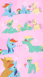 Size: 720x1280 | Tagged: safe, artist:1spoonfulofsuga, fluttershy, quibble pants, rainbow dash, zephyr breeze, pony, g4, bouquet, crying, cuckold, cutie mark tattoo, female, flower, male, prone, rejection, ship:quibbledash, shipping, soulmate marks, straight