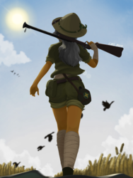 Size: 1536x2048 | Tagged: safe, artist:qzygugu, daring do, equestria girls, g4, clothes, duck hunt, exploring, gun, weapon