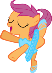 Size: 516x720 | Tagged: safe, artist:angrymetal, scootaloo, pony, g4, 1000 hours in ms paint, ballerina, ballet, ballet slippers, bipedal, clothes, cute, cutealoo, eyes closed, female, one leg raised, palindrome get, scootarina, scootatutu, scootutu, shoes, simple background, skirt, skirtaloo, smiling, solo, standing on one leg, transparent background, tutu