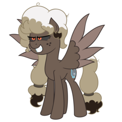 Size: 4688x4688 | Tagged: safe, artist:besttubahorse, oc, oc only, oc:sweet mocha, pony, alternate cutie mark, alternate hairstyle, evil, evil smile, freckles, grin, sharp teeth, simple background, smiling, spread wings, teeth, transparent background, vector, wings