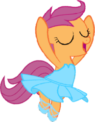 Size: 423x544 | Tagged: safe, artist:angrymetal, scootaloo, pegasus, pony, g4, 1000 hours in ms paint, arms in the air, ballerina, ballet, ballet slippers, bipedal, clothes, en pointe, eyes closed, female, open mouth, scootarina, scootatutu, scootutu, shoes, simple background, skirt, skirtaloo, solo, transparent background, tutu