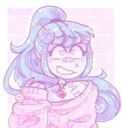 Size: 650x679 | Tagged: safe, artist:todomwahtsu, sonata dusk, equestria girls, g4, bandaid, bandaid on nose, clothes, female, heart eyes, jewelry, necklace, smiling, solo, sweater, wingding eyes