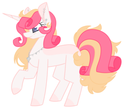 Size: 3013x2660 | Tagged: safe, artist:crazysketch101, oc, pony, unicorn, commission, ear piercing, high res, jewelry, necklace, piercing, raised hoof, simple background, solo, transparent background