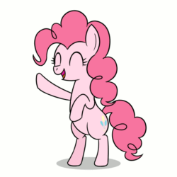 Size: 600x600 | Tagged: safe, artist:sazanamibd, pinkie pie, earth pony, pony, g4, animated, bipedal, cute, dancing, diapinkes, eyes closed, female, gif, mare, open mouth, simple background, solo, white background