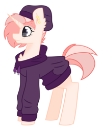 Size: 2093x2613 | Tagged: safe, artist:crazysketch101, oc, pony, unicorn, clothes, commission, hat, high res, hoodie, simple background, solo, transparent background