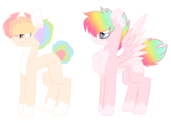 Size: 3214x2312 | Tagged: safe, artist:crazysketch101, oc, oc only, oc:cream, oc:sara bell, pony, chest fluff, duo, high res, simple background, transparent background