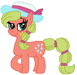 Size: 290x284 | Tagged: safe, artist:drypony198, oc, oc only, oc:maplejack, earth pony, pony, cowboys and equestrians, female, hair tie, hat, lidded eyes, mad (tv series), mad magazine, maplejack, mare, simple background, solo, sun hat, transparent background