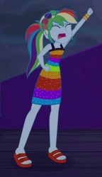 Size: 717x1241 | Tagged: safe, screencap, rainbow dash, equestria girls, equestria girls specials, g4, my little pony equestria girls: better together, my little pony equestria girls: spring breakdown, angry, armpits, cropped, cruise concert outfit, determination, determined, eyes closed, feet, female, headband, legs, sandals, screaming, sleeveless, toes, yelling