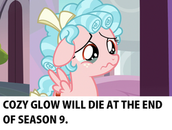 Size: 1280x972 | Tagged: safe, edit, edited screencap, screencap, cozy glow, pegasus, pony, g4, marks for effort, season 9, confirmed, cozybuse, crying, female, filly, headcanon, solo