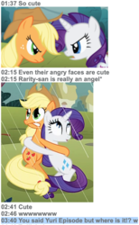Size: 904x1464 | Tagged: safe, applejack, rarity, pony, g4, look before you sleep, what japan thinks of mlp