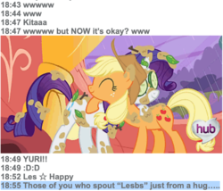 Size: 1120x958 | Tagged: safe, applejack, rarity, pony, g4, look before you sleep, what japan thinks of mlp