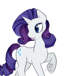 Size: 1000x1000 | Tagged: safe, artist:emptyfaze, rarity, pony, unicorn, g4, cutie mark, female, mare, open mouth, raised hoof, signature, simple background, solo, transparent background