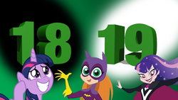 Size: 1920x1080 | Tagged: safe, artist:cartoonmasterv3, twilight sparkle, alicorn, pony, g4, batgirl, birthday, crossover, dc superhero girls, twilight sparkle (alicorn), zatanna