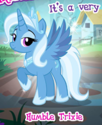 Size: 336x412 | Tagged: safe, gameloft, idw, trixie, alicorn, pony, g4, reflections, spoiler:comic, alicornified, artistic, female, idw showified, meme, princess of humility, race swap, solo, trixiecorn, wow! glimmer