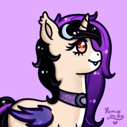 Size: 1400x1400 | Tagged: safe, artist:yumomochan, oc, bat pony, pony, unicorn, artfight, colored sketch, female, halfbody, mare, original character do not steal, simple background, sketch, violet background