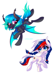 Size: 1000x1370 | Tagged: safe, artist:limreiart, oc, oc only, oc:marussia, oc:moondrive, bat pony, earth pony, pony, bat pony oc, duo, female, mare, nation ponies, russia, simple background, transparent background, watermark