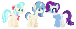 Size: 1118x424 | Tagged: safe, artist:g0ldentoothpick, coco pommel, rarity, earth pony, pony, g4, family, female, lesbian, magical lesbian spawn, offspring, parent:coco pommel, parent:rarity, parents:marshmallow coco, ship:marshmallow coco, shipping