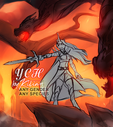 Size: 1424x1606 | Tagged: safe, artist:dolorosacake, oc, dragon, unicorn, anthro, advertisement, armor, armored pony, auction, commission, community related, dragoness, fantasy class, female, knight, sketch, solo, sword, war, warrior, weapon, ych example, ych sketch, your character here