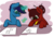 Size: 1280x879 | Tagged: safe, artist:cadetredshirt, oc, oc:arioso, oc:cadetpone, pony, drawing, glasses, green eyes, mouth hold, oc x oc, pencil, pencil in mouth, shipping, simple background