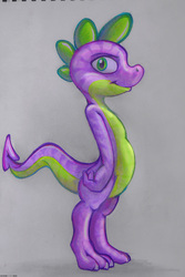 Size: 1200x1800 | Tagged: safe, artist:darkdoomer, spike, dragon, g4, male, simple background, solo, traditional art
