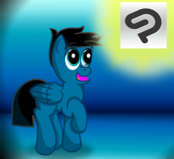 Size: 3600x3300 | Tagged: safe, artist:agkandphotomaker2000, oc, oc:pony video maker, pegasus, pony, admiring, clip studio paint, high res, logo, simple drawing