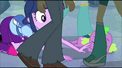 Size: 250x141 | Tagged: safe, screencap, flash sentry, nolan north, rose heart, sandalwood, spike, tennis match, twilight sparkle, alicorn, dog, equestria girls, g4, my little pony equestria girls, animated, background human, gif, male, picture for breezies, spike the dog, twilight sparkle (alicorn)