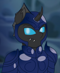 Size: 1204x1466 | Tagged: safe, artist:artemis_a, oc, oc only, oc:chance mccoy, changeling, armor, changeling oc, male, solo