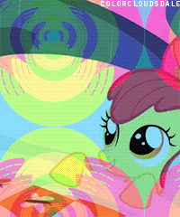 Size: 200x240 | Tagged: safe, edit, edited screencap, screencap, apple bloom, sweetie belle, earth pony, pony, unicorn, g4, stare master, animated, bed, female, gif, hush now quiet now