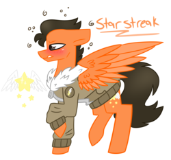 Size: 3219x3000 | Tagged: safe, artist:crazysketch101, oc, oc only, oc:star streak, pegasus, pony, blushing, clothes, high res, jacket, simple background, solo, transparent background