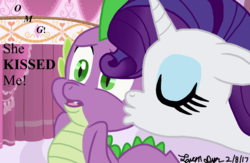 Size: 1210x788 | Tagged: safe, alternate version, artist:lfcharactercomics, rarity, spike, dragon, pony, unicorn, g4, colored, female, male, mare, ship:sparity, shipping, straight