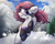 Size: 2500x2000 | Tagged: safe, artist:radioaxi, oc, oc only, pony, glasses, high res, mountain, smiling, snow, solo, tree