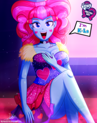Size: 920x1160 | Tagged: safe, artist:the-butch-x, kiwi lollipop, equestria girls, equestria girls series, g4, sunset's backstage pass!, spoiler:eqg series (season 2), breasts, busty kiwi lollipop, butch's hello, cleavage, cute, equestria girls logo, female, heart, k-lo, legs, looking at you, open mouth, schrödinger's pantsu, solo, thighs