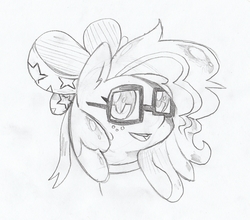 Size: 3466x3049 | Tagged: safe, artist:foxtrot3, pony, pony town, bow, doodle, glasses, high res, passing time, solo