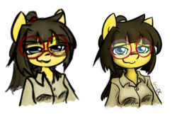Size: 700x450 | Tagged: safe, artist:spheedc, oc, oc only, oc:sphee, earth pony, anthro, clothes, comparison, digital art, glasses, redraw, simple background, smug, transparent background