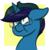 Size: 885x903 | Tagged: safe, artist:cadetredshirt, oc, oc only, oc:arioso, pony, unicorn, blue, blue coat, blue eyes, blue hair, bust, cel shading, digital, digital art, drawing, floppy ears, glasses, head shot, highlights, horn, icon, male, no pupils, nose wrinkle, puffy cheeks, shading, shock, shocked, shocked expression, simple background, simple shading, solo, square, stallion, thick lineart, two toned mane, wide eyes