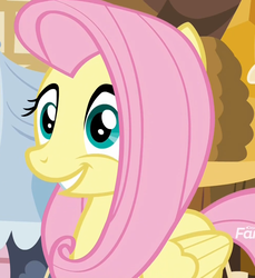 Size: 985x1077 | Tagged: safe, screencap, angel bunny, fluttershy, pegasus, pony, g4, she talks to angel, body swap, cropped, female, mare, smiling, solo