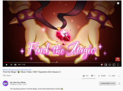 Size: 1353x1009 | Tagged: safe, screencap, adagio dazzle, equestria girls, find the magic, g4, my little pony equestria girls: better together, female, gem, hand, jewelry, pendant, siren gem, solo, the dazzlings have returned, title card, youtube link