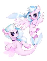Size: 999x1300 | Tagged: safe, artist:snow angel, silverstream, hippogriff, seapony (g4), g4, cute, diastreamies, duality, female, seapony silverstream, simple background, solo, white background