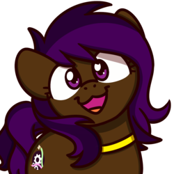 Size: 1000x1000 | Tagged: safe, artist:sugar morning, oc, oc only, oc:berry mocha, earth pony, pony, brown coat, commission, cute, purple mane, smiling, sugar morning's smiling ponies, ych result